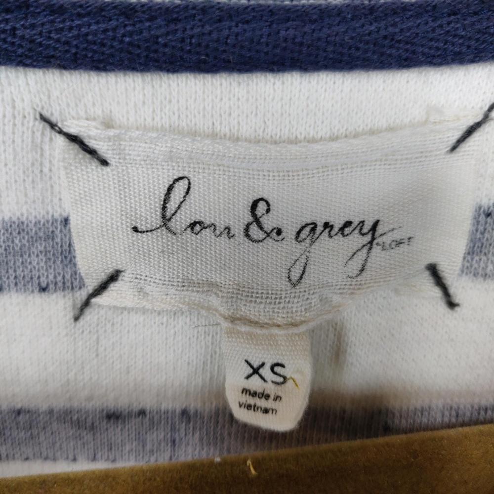Lou & Grey White Gray Boat Neck Popover Sweater - Picture 3 of 5